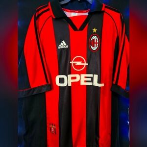 AC MILAN 1998 1999 HOME FOOTBALL SHIRT ADIDAS OPEL JERSEY SIZE XL Adidas
